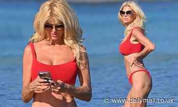 Victoria Silvstedt Shows Off Her Gym Honed Figure In A Red Bikini As