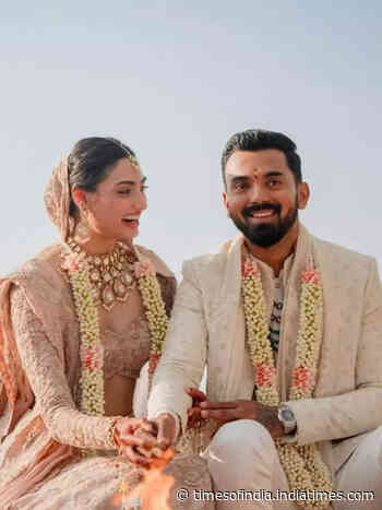 Athiya-KL Rahul look stunning as bride and groom