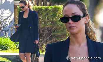 Jennifer Lawrence is all business as she sports navy suit to a meeting - Daily Mail