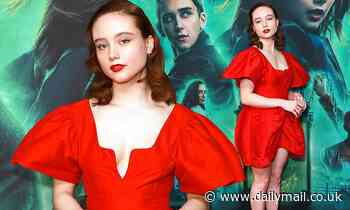 Bridgerton's Ruby Stokes looks stylish in a red shift dress  