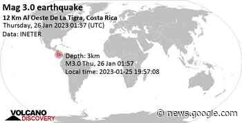 Informe sismo: Terremoto leve mag. 3.0 - 12 km NE of San Vito, Coto ... - VolcanoDiscovery