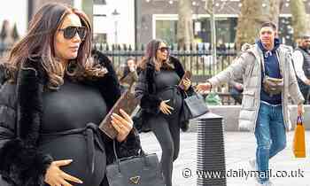 Pregnant Amy Childs steps out for a lavish lunch in Mayfair with boyfriend