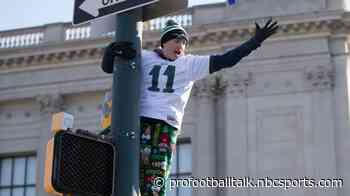 Philadelphia police greasing light poles in anticipation of fans climbing them in celebration