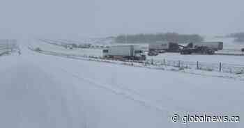 Mounties reopen QEII following large pileup, several serious collisions reported across Alberta