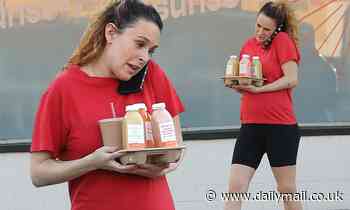 Pregnant Rumer Willis displays growing bump in comfy red tee as she makes juice run in LA