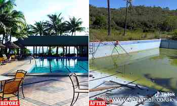 Inside abandoned resort on South Molle Island, Whitsundays after cyclone renders it a wasteland