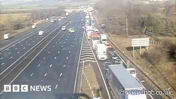 M1 in West Yorkshire closed after three-lorry crash