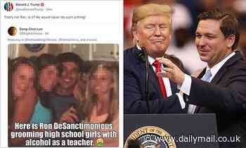 Trump posts Ron DeSantis teacher photos with 'grooming slur'