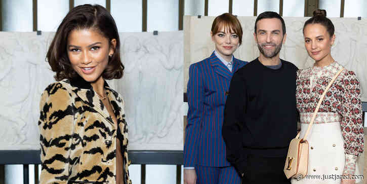 Zendaya Walks On The Wild Side For Louis Vuitton's Paris Fashion Show With Emma Stone & Alicia Vikander