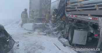 Regina bypass closed after collision of several semis