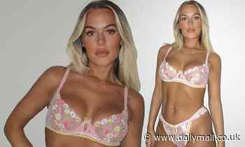 Lottie Tomlinson showcases her incredible figure in pink floral lingerie as