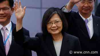 Taiwan's defiant leader departs for New York to start Central American trip