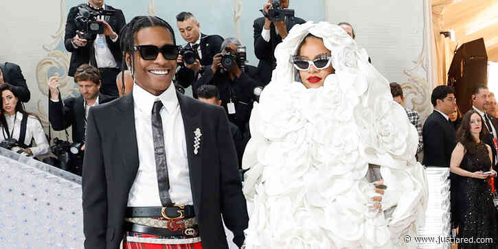Rihanna Makes a Statement in White Florals Alongside A$AP Rocky at Met Gala 2023