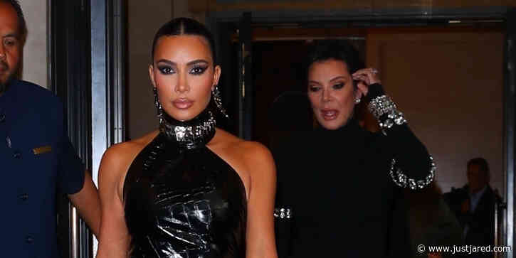 Kim Kardashian Rocks Leather Halter Dress For Art Gallery Party in NYC