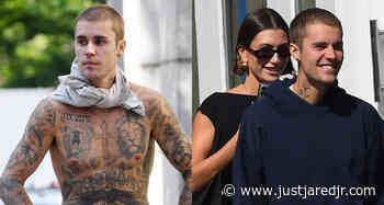 Justin Bieber Shows Off His Tattoos on Walk with Wife Hailey in NYC