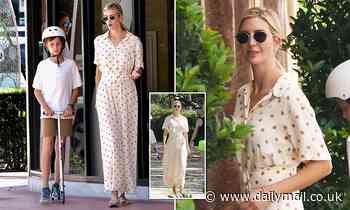 Ivanka Trump looks cool in a summer dress as she takes a stroll with her son Joseph in Miami 