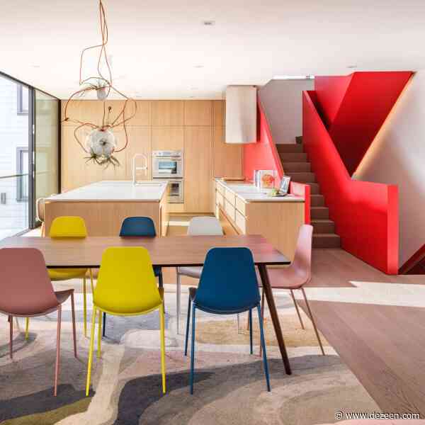 Dumican Mosey includes red staircase for "sculptural relief" in San Francisco renovation