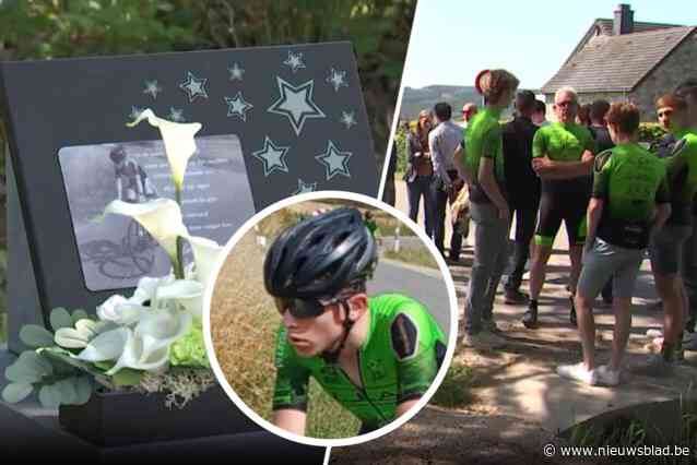 Familie en vrienden onthullen gedenksteen in Malmedy voor verongelukte wielrenner Lars Janssens (16): “Koers goed daarboven”