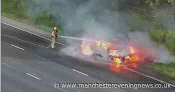 BREAKING: M62 blocked near Manchester as crews tackle car fire - latest updates