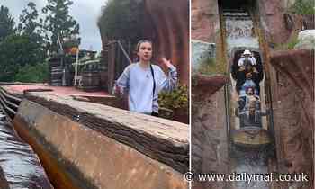 Moment young woman jumps OUT of Disney's Splash Mountain while suffering a 'panic attack'