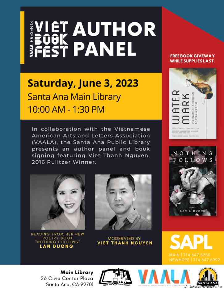 The Santa Ana Library will host authors Viet Thanh Nguyen and Lan Duong on June 3