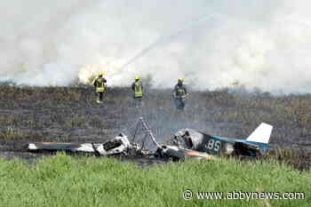 Small plane crashes in Surrey field, starts fire and injures pilot who’s ‘angry as a hornet’