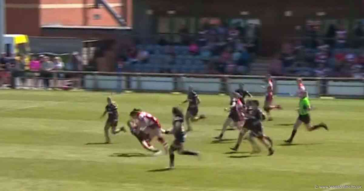 Wales international scores 'insane' try from 60m out after racing through five defenders and burying opponent