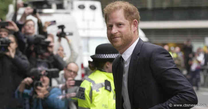 Prince Harry gives evidence against U.K. tabloid media for breaching his privacy by phone hacking
