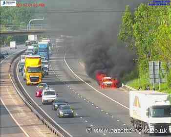 M11 northbound traffic after vehicle fire near Stansted Airport