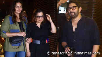 Huma Qureshi, Arshad Warsi, Sudhir Mishra papped outside a restaurant in Juhu