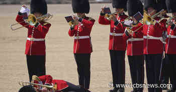Several British guardsmen faint as Prince William reviews military parade
