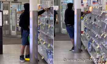 Shocking moment brazen thief uses a BLOWTORCH to get to locked-up