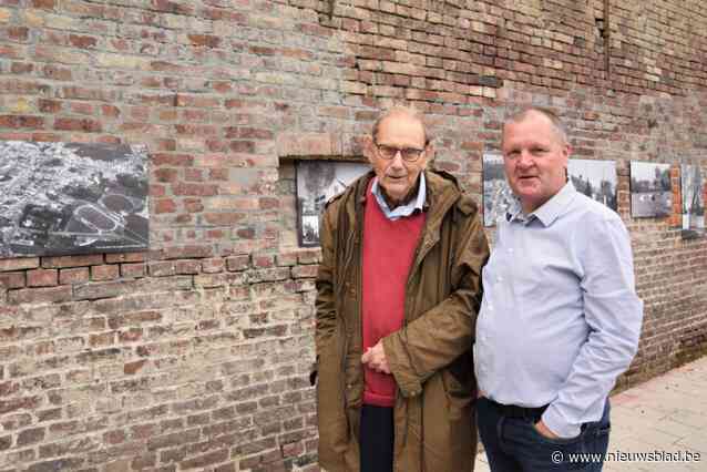 Fotograaf Piet Eggermont en buurman Jo Dufaux hangen historische foto’s aan gevel van oudste huis in Stormestraat: “Geschiedenis doen herleven”