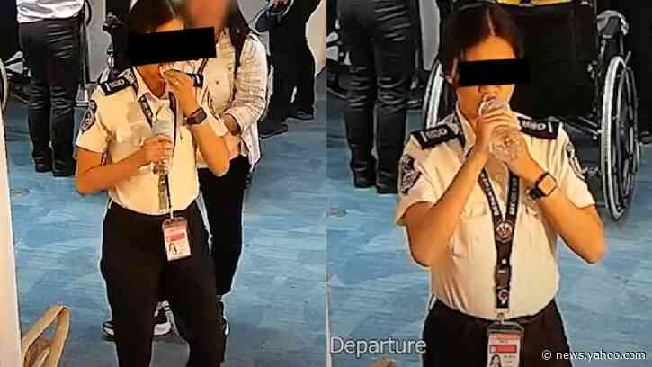 Caught on tape: Filipino airport officer stuffs money stolen from passenger into her mouth