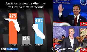 Americans reveal whether they would rather live in Florida or California and who they would pick out of Ron DeSantis or Gavin Newsom for president in Daily Mail poll
