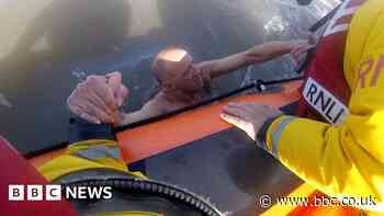 Porthcawl: Exhausted man saved from drowning by floating