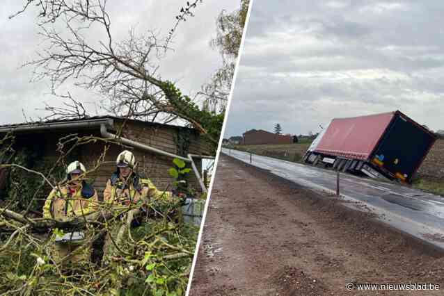 OVERZICHT. Stormschade in Westhoek en kust: dak kinderopvang weggewaaid, auto’s beschadigd door omgevallen bomen, vrachtwagen van de weg geblazen
