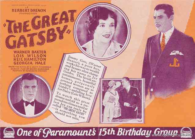 Watch the Trailer for the Long-Lost First Film Adaptation of The Great Gatsby (1926)