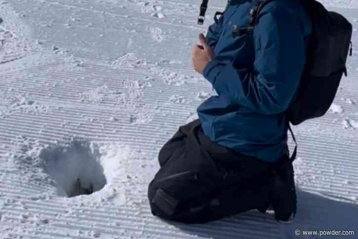 Pro Snowboarder Discovers Crevasse In Middle Of Trail