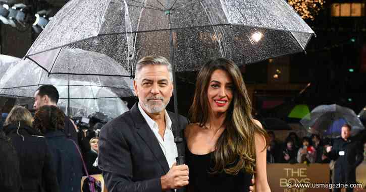 George Clooney Holds Wife Amal Clooney's Umbrella in Adorable Premiere Pics
