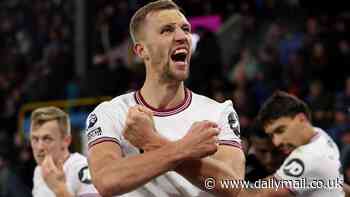 Burnley 1-2 West Ham: Injury time strike from Tomas Soucek and Dara O'Shea own goal give Hammers dramatic victory at Turf Moor after Jay Rodriguez had given Clarets the lead