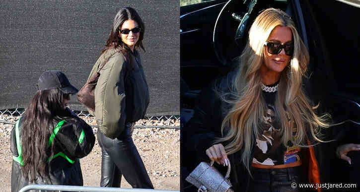 Kendall Jenner Arrives at Super Bowl 2024 with Kim & Khloe Kardashian
