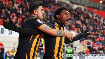 Supporters in the stands are left gobsmacked by Jaden Philogene's incredible Rabona strike for Hull against Rotherham... only for it to go down as an own goal