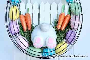 Whimsical Dollar Tree Bunny Butt Easter Egg Wreath DIY