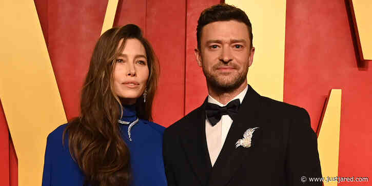 Justin Timberlake & Jessica Biel Cozy Up On Red Carpet at Vanity Fair Oscars 2024 Party
