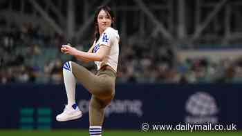 LA Dodgers players go viral after their hilarious reaction to South Korean actress Jeon Jong-seo's first pitch ahead of Spring Training game in Seoul