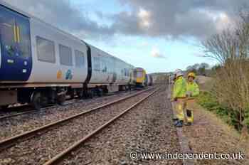 Train derailed by sinkhole near Cumbria leaving Northern rail line blocked
