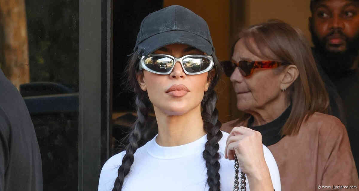 Kim Kardashian Wears Her Hair in Pigtails for Son Saint's Basketball Game