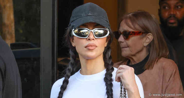 Kim Kardashian Wears Her Hair in Pigtails for Son Saint's Basketball Game