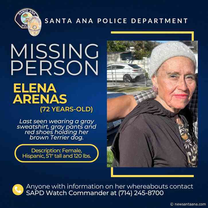 An elderly woman with dementia is missing in Santa Ana